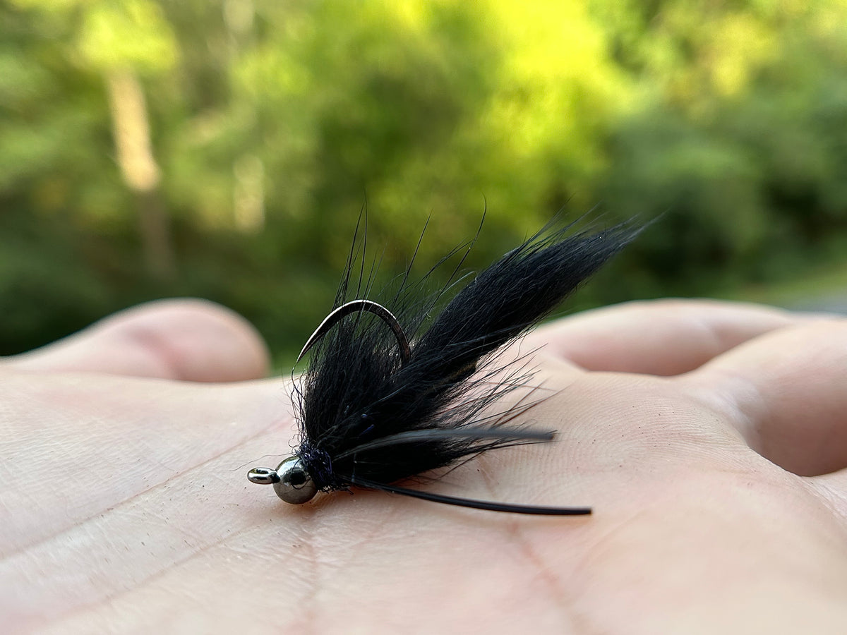 CDC Jig Streamer Black by Fulling Mill// Barbless Hook